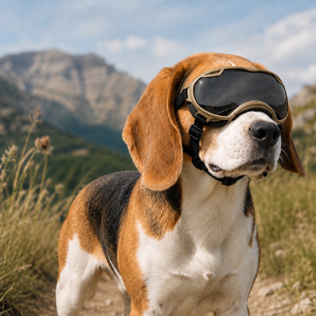 Ortekor Outdoor Dog Goggles for Hiking, Beach & Windy Rides - Smoke Lens Coverage for Dust, Sand & Debris
