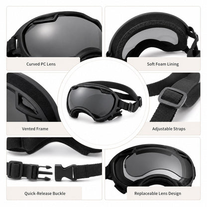 Ortekor Outdoor Dog Goggles for Hiking, Beach & Windy Rides - Smoke Lens Coverage for Dust, Sand & Debris