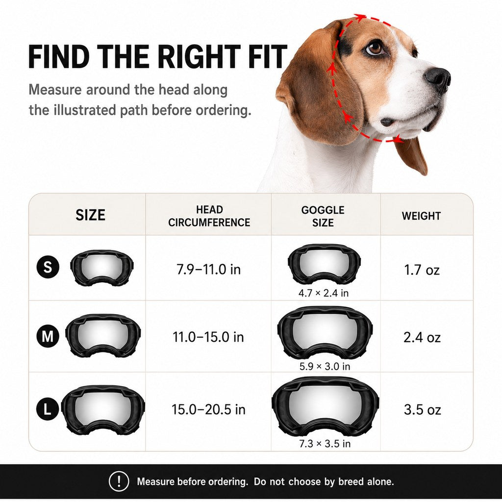Ortekor Outdoor Dog Goggles for Hiking, Beach & Windy Rides - Smoke Lens Coverage for Dust, Sand & Debris