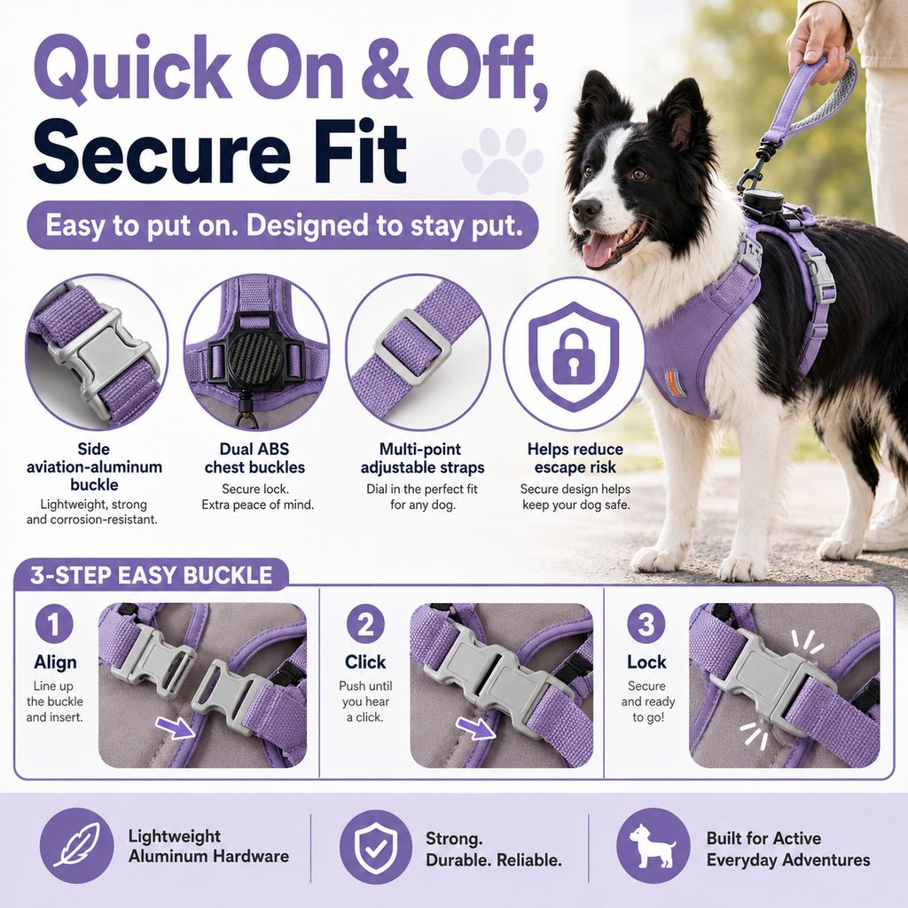 Ortekor 2-in-1 No Pull Dog Harness with Built-in Retractable Leash - Safe & Comfortable Control for Daily Walks & Outdoor Adventures