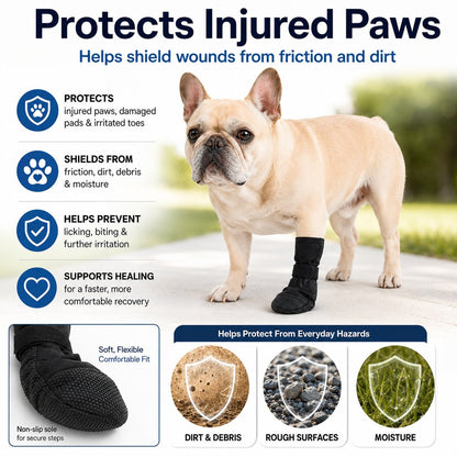 Ortekor Dog Paw Recovery Boot for Home Rest & Walks - Anti-Lick Protective Cover for Injured Paws