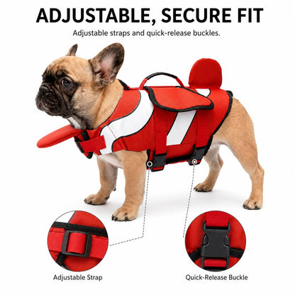 Ortekor French Bulldog Life Jacket for Pool, Beach & Boating - Adjustable Flotation Vest with Chin Support & Grab Handle