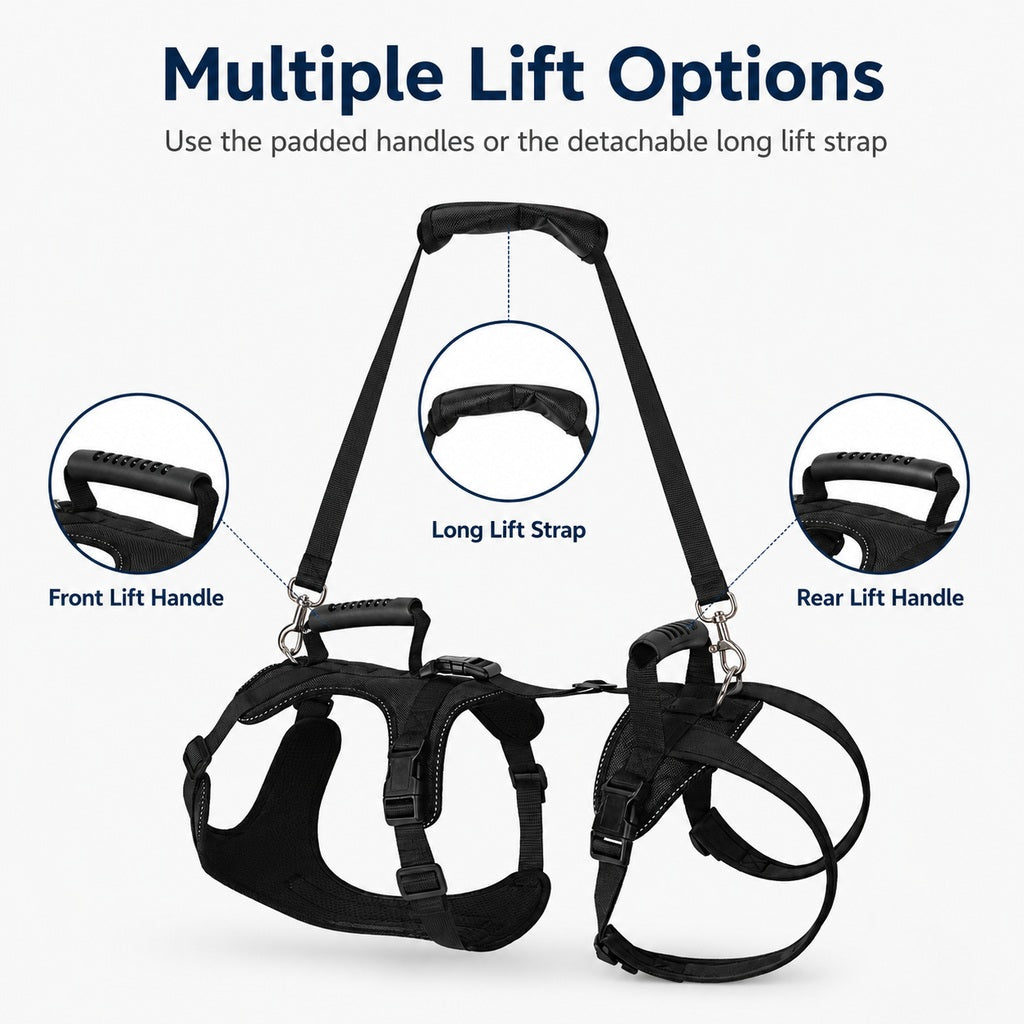 Ortekor Full-Body Dog Lift Harness for Large Dogs - Front & Rear Mobility Support for Stairs, Car Ramps and Weak Hind Legs