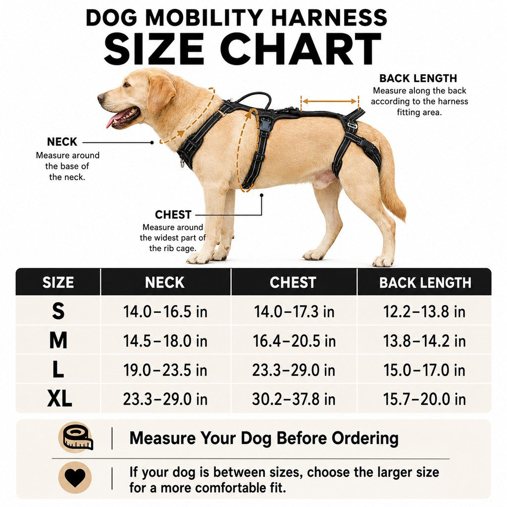 Ortekor Full Body Dog Lift Harness for Stairs & Car - Mobility Support for Weak Hind Legs