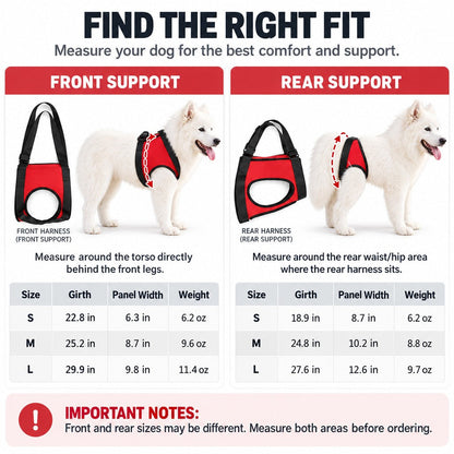Ortekor Dog Mobility Lift Harness for Senior & Limited-Mobility Dogs - Front, Rear & Full Support for Stairs, Cars & Daily Walking