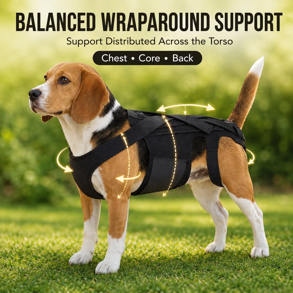 Ortekor Dog Back Support Brace for Senior & Recovering Dogs - Full-Body Mobility Vest for Walking Stability