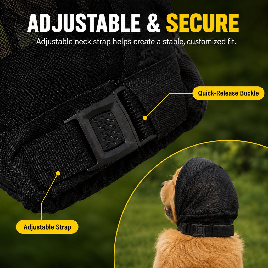 Ortekor Breathable Anti-Scavenging Dog Muzzle for Walks - Mesh Hood Helps Block Food Scraps & Trash