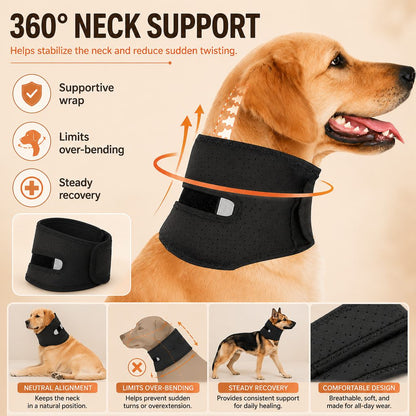 Ortekor Dog Neck Brace for Post-Surgery Recovery & Daily Neck Support - Soft Adjustable Collar for Comfortable Home Healing