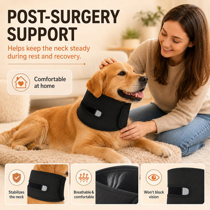 Ortekor Dog Neck Brace for Post-Surgery Recovery & Daily Neck Support - Soft Adjustable Collar for Comfortable Home Healing