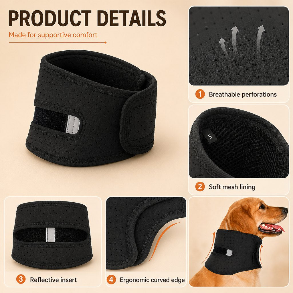 Ortekor Dog Neck Brace for Post-Surgery Recovery & Daily Neck Support - Soft Adjustable Collar for Comfortable Home Healing