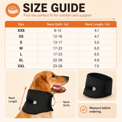 Ortekor Dog Neck Brace for Post-Surgery Recovery & Daily Neck Support - Soft Adjustable Collar for Comfortable Home Healing