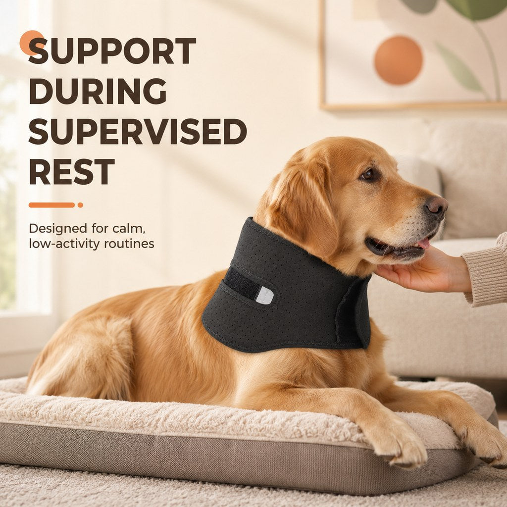 Ortekor Adjustable Dog Neck Support Brace for At-Home Rest - Breathable Structured Wrap for Added Stability