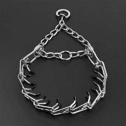 Padded Metal Link Dog Training Collar with Rubber-Tipped Prongs for Leash Manners & Pull Control | Adjustable Chain for Medium to Large
