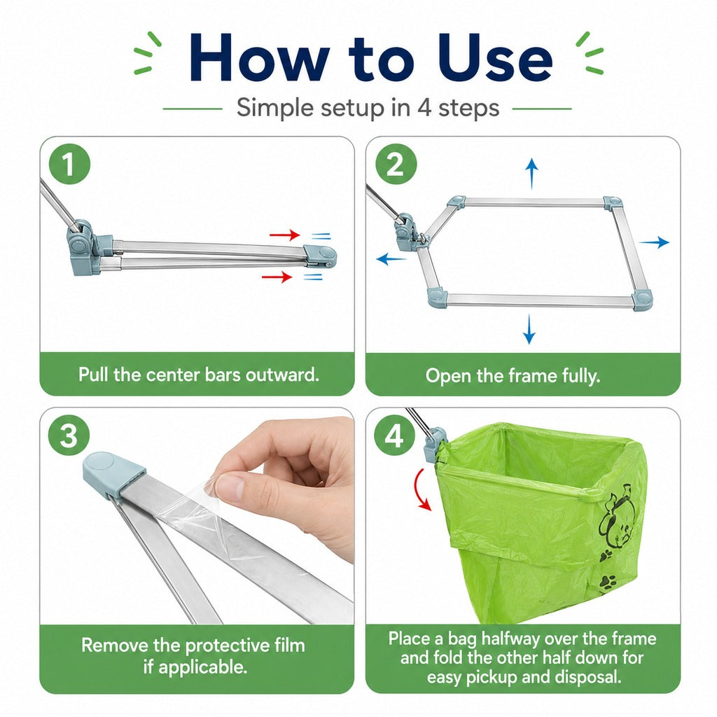 Ortekor Foldable Dog Poop Catcher for Walks - No-Bend Waste Pickup Tool with Telescopic Handle