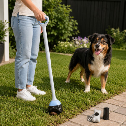 Ortekor Dog Pooper Scooper for Walks & Yard Cleanup - Bag-Lined Claw with 3 Handle Lengths for Less-Contact Pickup