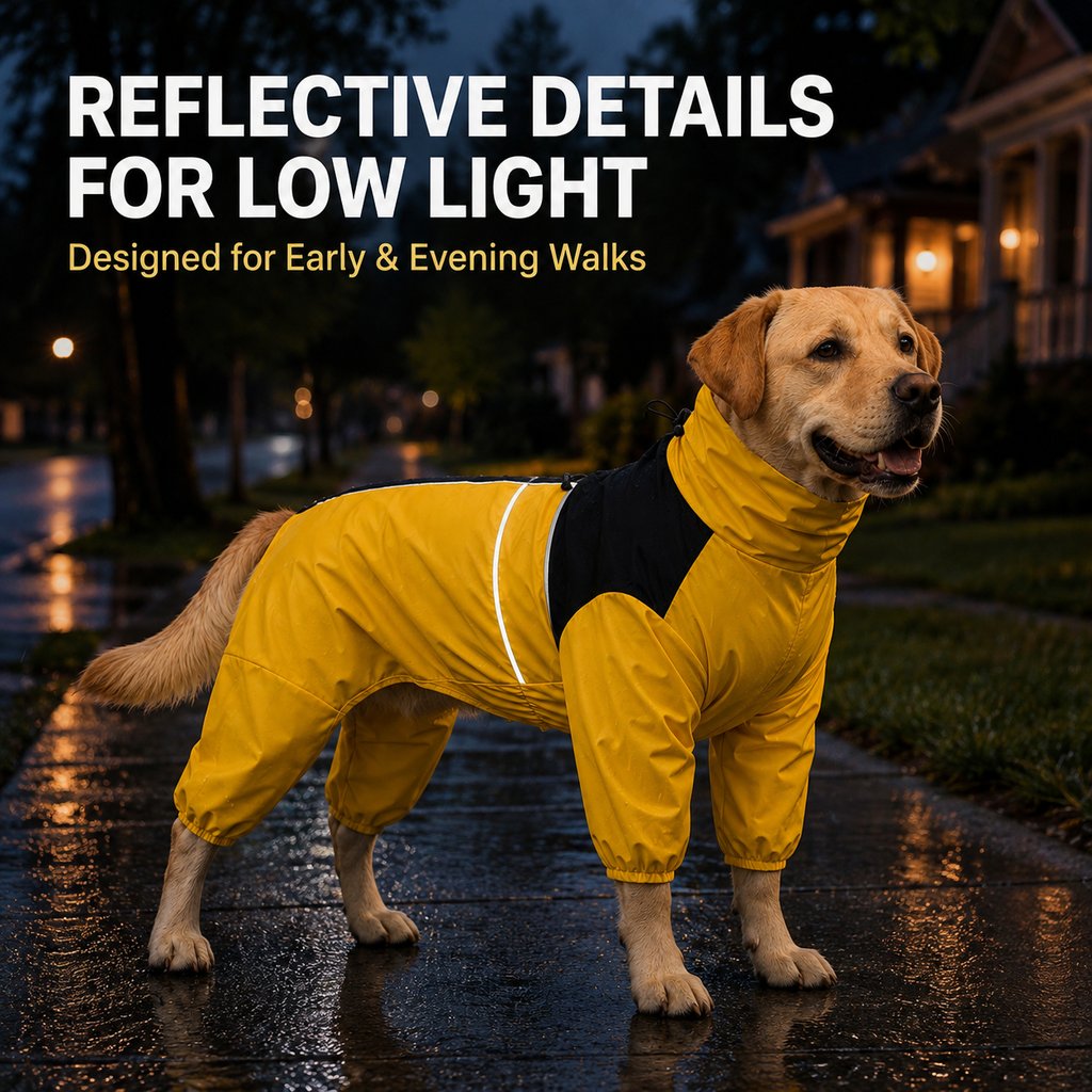 Ortekor Full-Body Waterproof Dog Rain Suit for Muddy Walks - Keeps Belly & Legs Cleaner