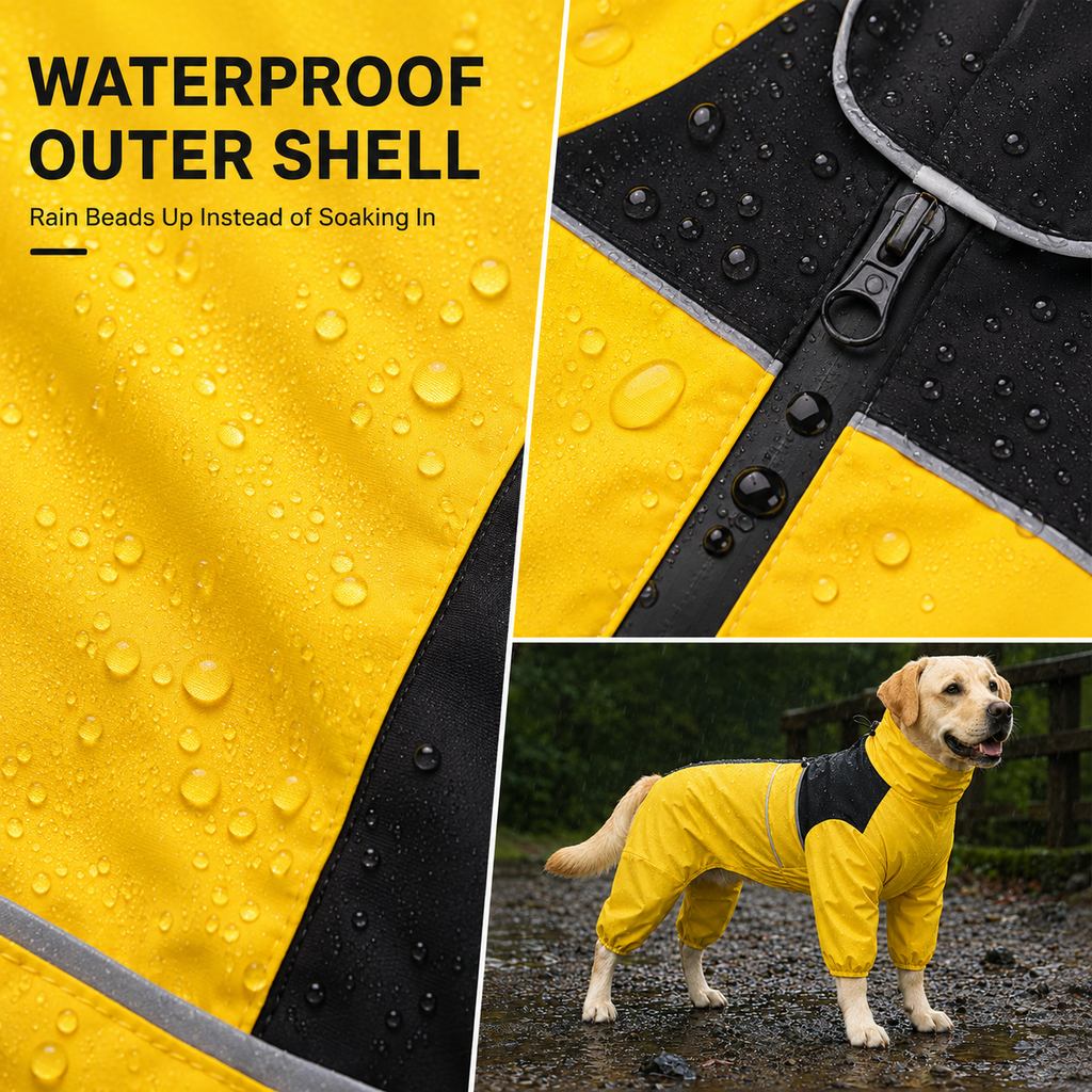 Ortekor Full-Body Waterproof Dog Rain Suit for Muddy Walks - Keeps Belly & Legs Cleaner