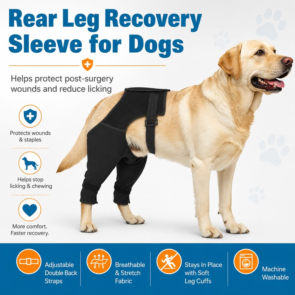 Ortekor Dog Rear Leg Recovery Sleeve for Post-Surgery Care & Licking Protection