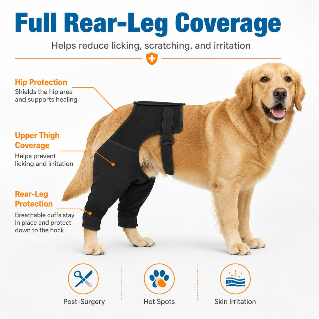 Ortekor Dog Rear Leg Recovery Sleeve for Post-Surgery Care & Licking Protection