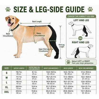Ortekor Adjustable Dog Rear Leg Recovery Sleeve with Paw Cover - Helps Limit Licking During Post-Surgery Rest