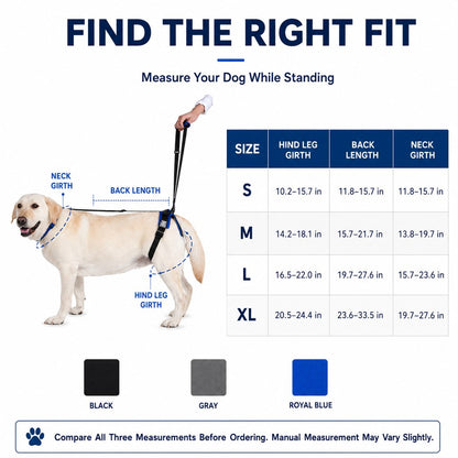 Ortekor Adjustable Dog Rear Lift Support Harness - Hind Leg Assistance for Stairs, Car Entry & Daily Walks