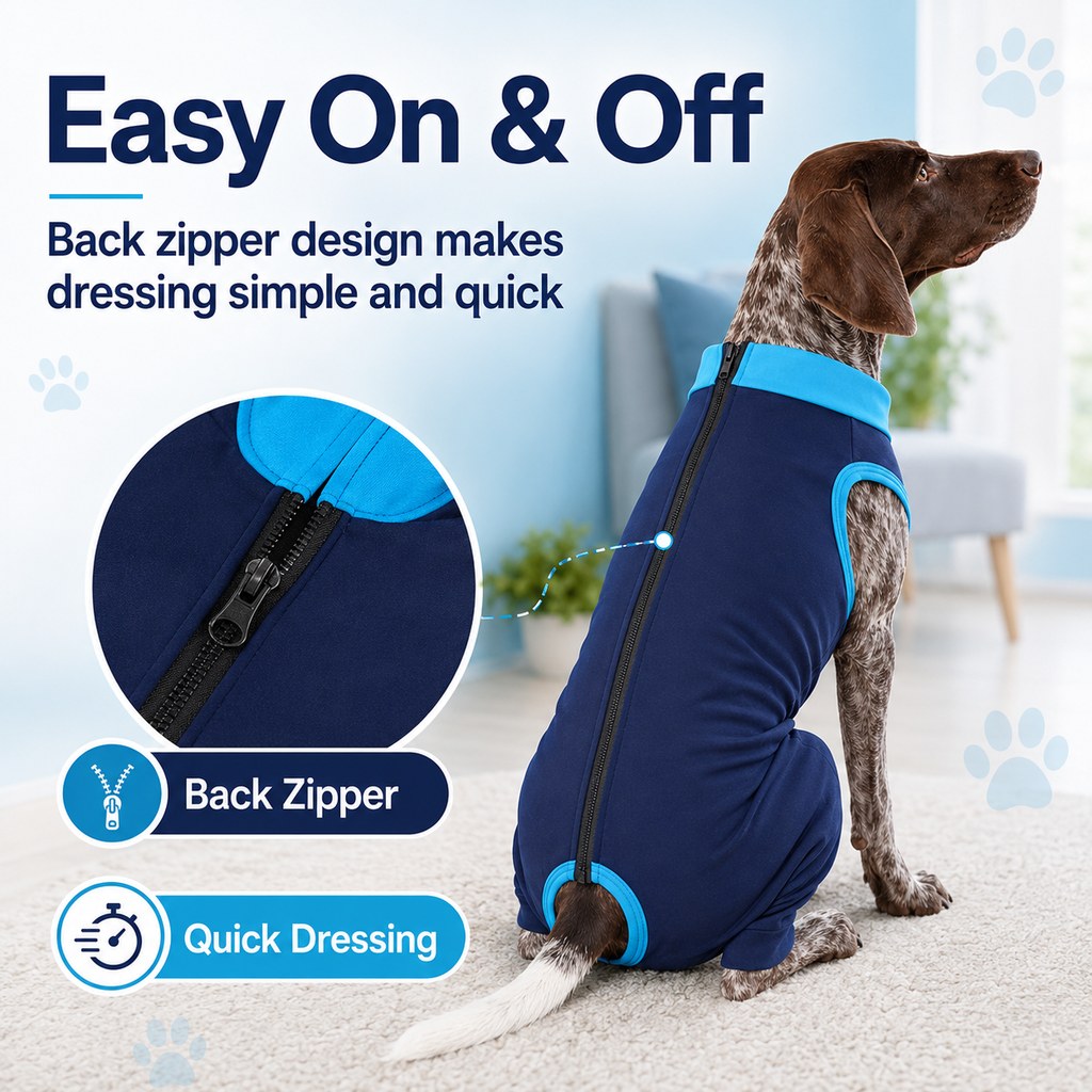 Ortekor Dog Recovery Suit with Rear Leg Coverage - Anti-Lick Cone Alternative