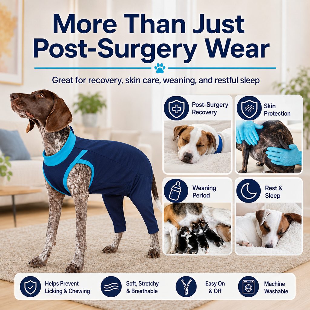 Ortekor Dog Recovery Suit with Rear Leg Coverage - Anti-Lick Cone Alternative