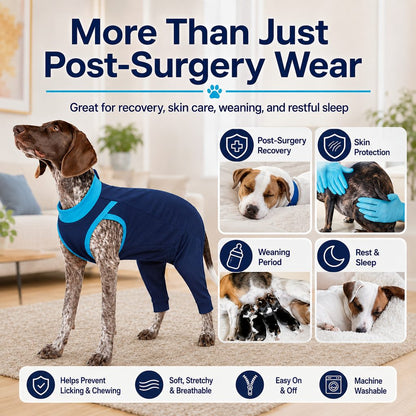 Ortekor Dog Recovery Suit with Rear Leg Coverage - Anti-Lick Cone Alternative