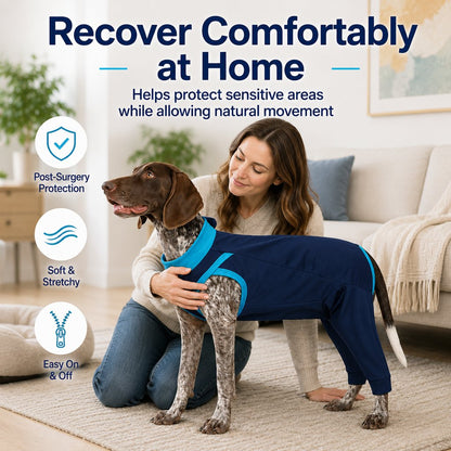 Ortekor Dog Recovery Suit with Rear Leg Coverage - Anti-Lick Cone Alternative