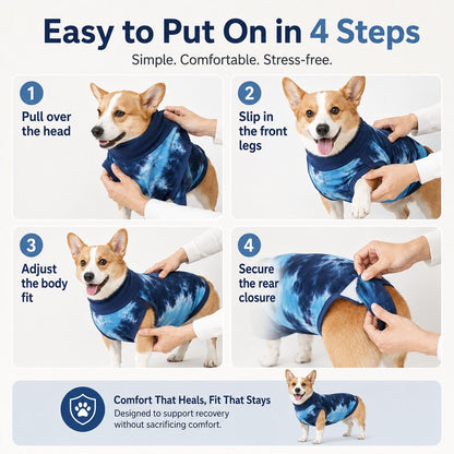 Ortekor Dog Post Surgery Recovery Suit - Soft Anti-Lick Protective Onesie for Spay Neuter Recovery