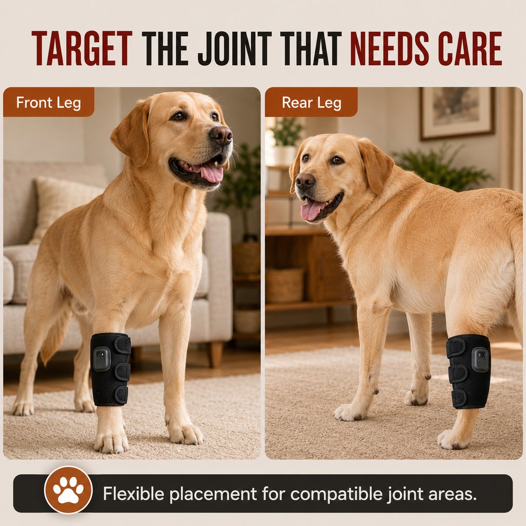 Ortekor Dog Red Light Joint Wrap for Senior Dogs & Post-Walk Comfort - 20-LED Adjustable Mobility Support