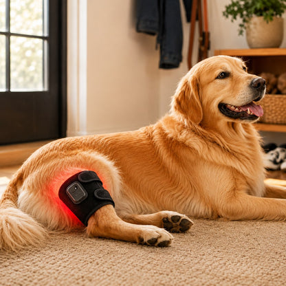 Ortekor Dog Red Light Joint Wrap for Senior Dogs & Post-Walk Comfort - 20-LED Adjustable Mobility Support