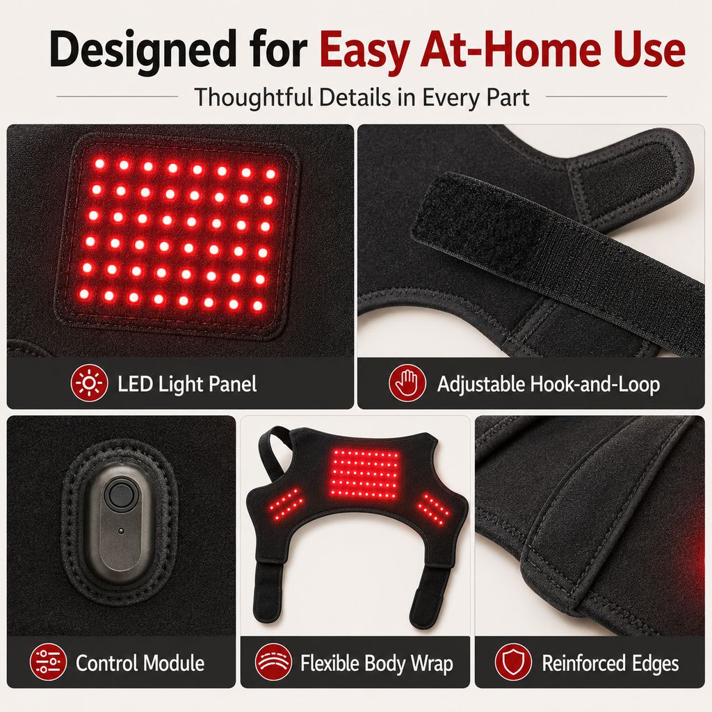 Ortekor Wearable red light therapy sleeve for dogs, used for home care of the lower back and hind legs/hips.