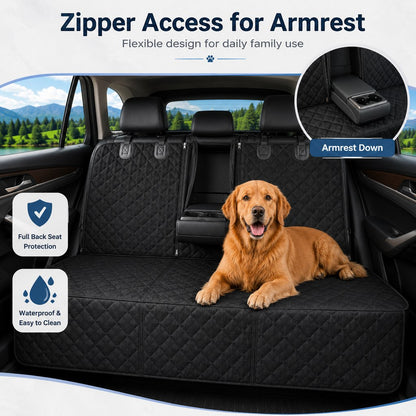 Ortekor Waterproof Dog Car Back Seat Cover for Road Trips - Protects from Mud, Fur & Scratches