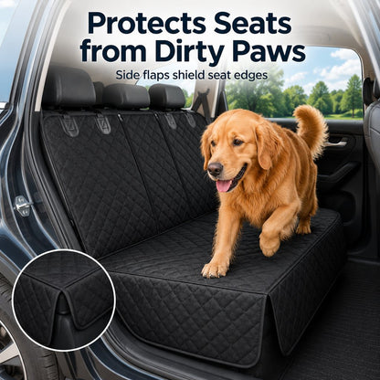 Ortekor Waterproof Dog Car Back Seat Cover for Road Trips - Protects from Mud, Fur & Scratches