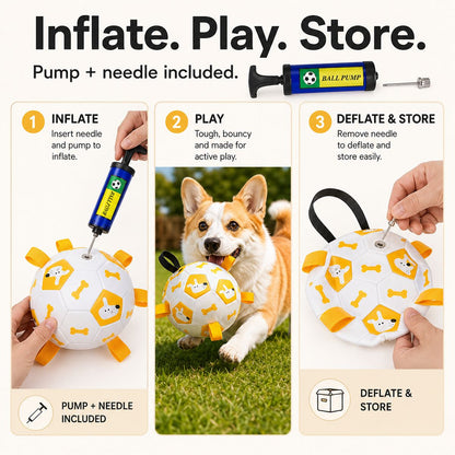 Ortekor Interactive Dog Soccer Ball with Grab Tabs for Backyard Fetch & Tug - Helps High-Energy Dogs Burn Boredom