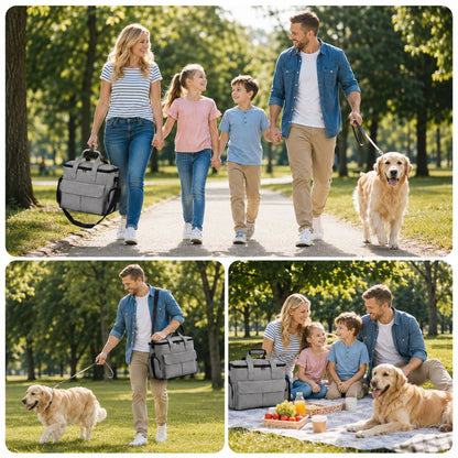 Ortekor Pet Travel Bag for Dogs & Cats – Weekend Road Trip Organizer with Collapsible Bowls, Food Storage, Pockets & Luggage Sleeve