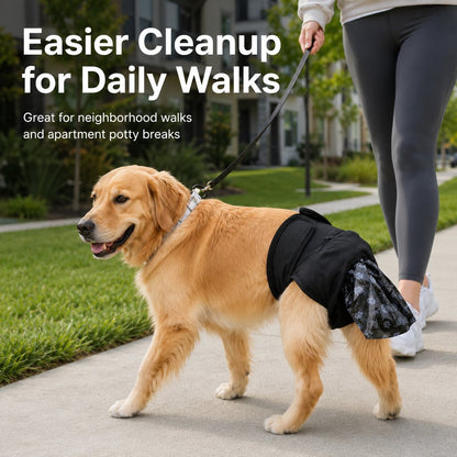 Ortekor Dog Waste Catcher Pants with 50 Bags for Daily Walks - Less Bending, Easier Poop Cleanup