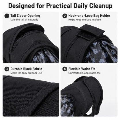 Ortekor Dog Waste Catcher Pants with 50 Bags for Daily Walks - Less Bending, Easier Poop Cleanup