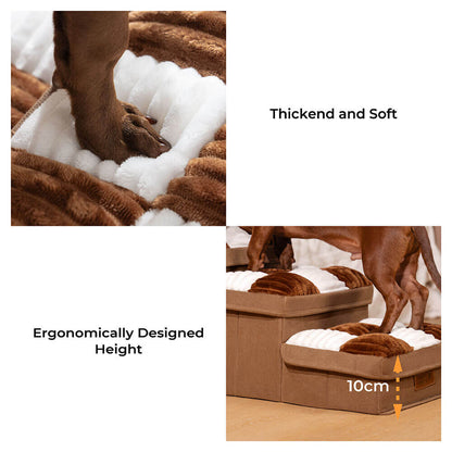 Pet Steps with Hidden Storage Compartments – Soft Padded Foldable Ramp for Small Dogs & Cats, Non-Slip Base