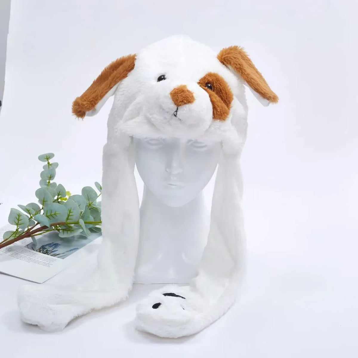 Plush Hat with Pop-Up Ears for Kids & Adults – Interactive Cosplay Beanie with Squeeze Paws | Fun Winter Accessory for Parties, Christmas