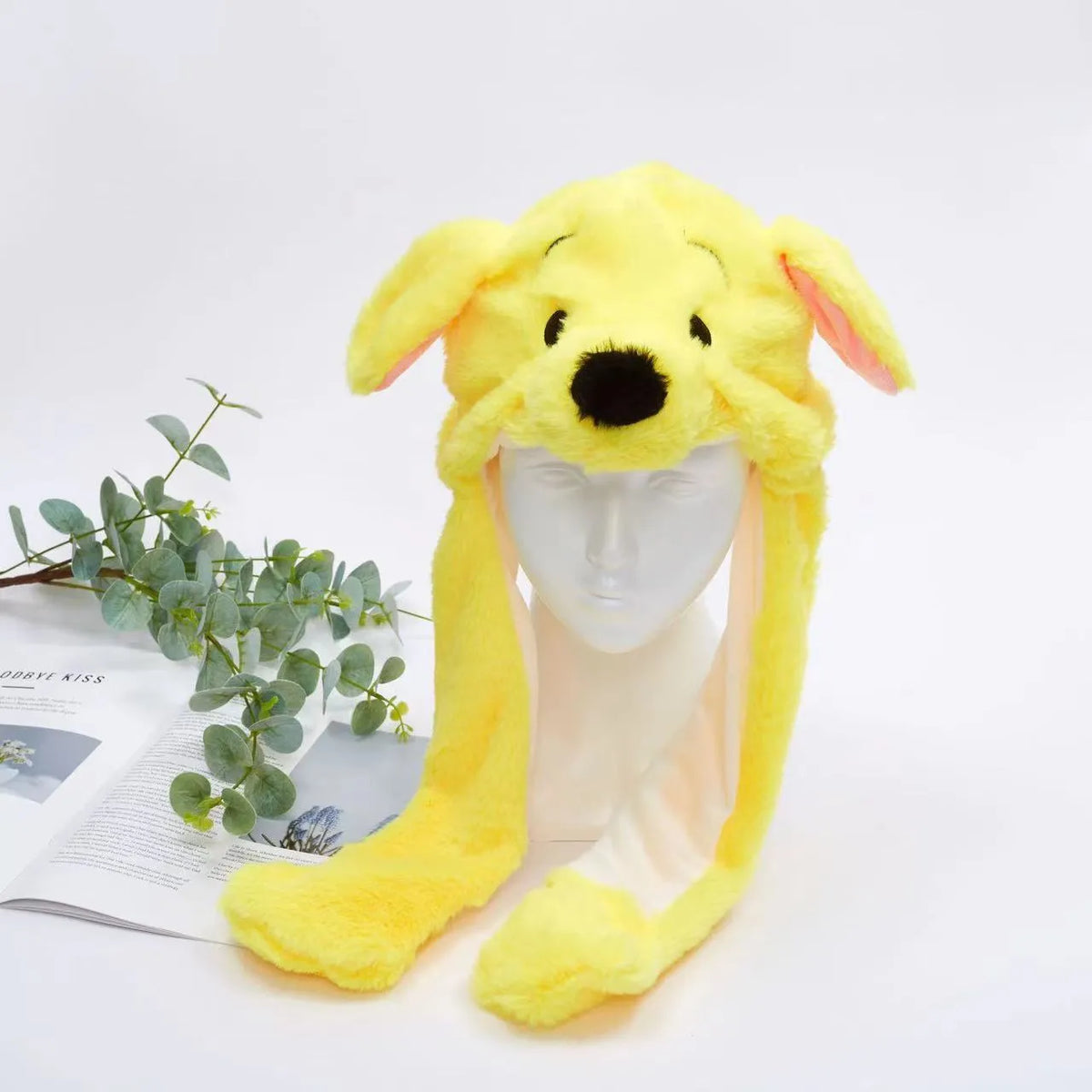 Plush Hat with Pop-Up Ears for Kids & Adults – Interactive Cosplay Beanie with Squeeze Paws | Fun Winter Accessory for Parties, Christmas