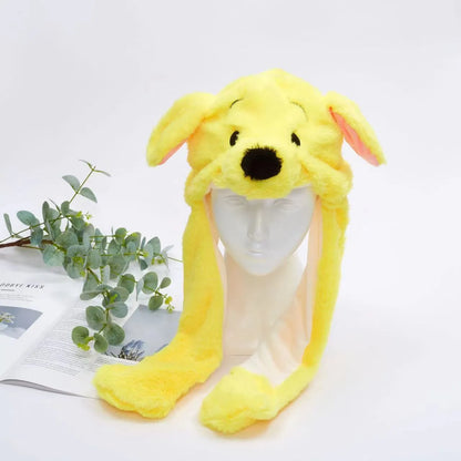 Plush Hat with Pop-Up Ears for Kids & Adults – Interactive Cosplay Beanie with Squeeze Paws | Fun Winter Accessory for Parties, Christmas