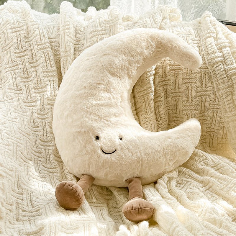 Plush Celestial Cushion Pillow with Adorable Sun or Moon Face for Couch Bed Kids Room Soft Huggable Throw Pillow Home Decor Comfort Gift
