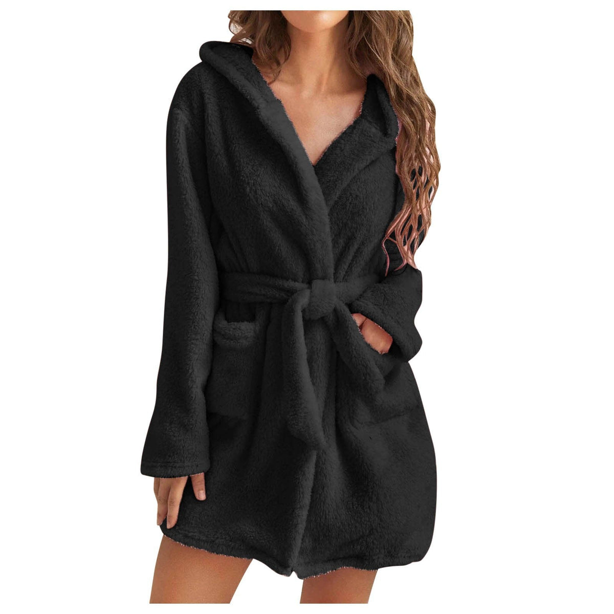 Women's Hooded Plush Robe – Ultra Soft Coral Fleece Bathrobe for Lounging, Mornings & Cozy Evenings at Home