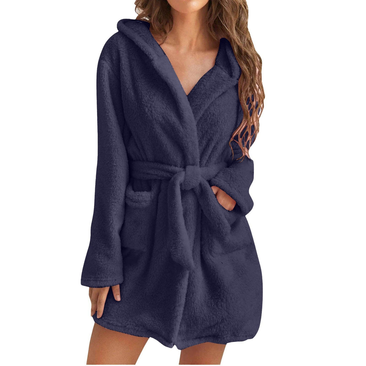 Women's Hooded Plush Robe – Ultra Soft Coral Fleece Bathrobe for Lounging, Mornings & Cozy Evenings at Home