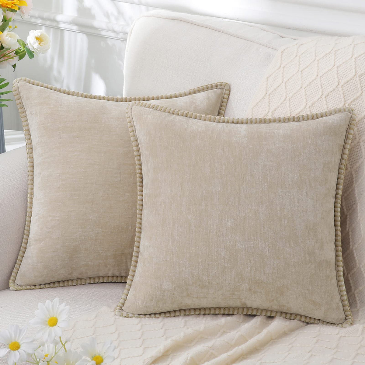 Housse de coussin décorative en chenille, taie d'oreiller pour canapé, housse de coussin pour chambre et salon