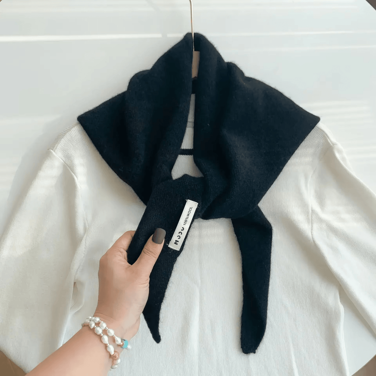 Knit Triangle Scarf Wool Blend Wrap – Soft Lightweight Head Scarf, Shawl & Shoulder Wrap for Women, Cozy Fall Winter Accessory