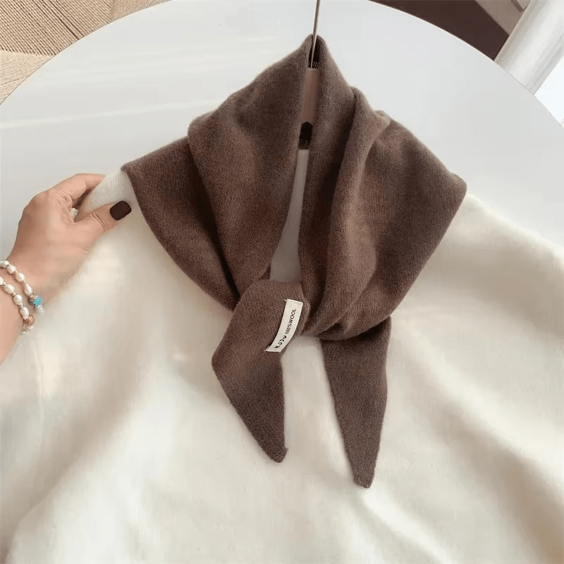 Knit Triangle Scarf Wool Blend Wrap – Soft Lightweight Head Scarf, Shawl & Shoulder Wrap for Women, Cozy Fall Winter Accessory