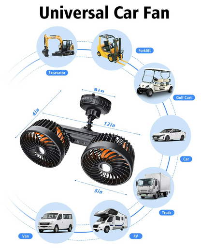 Portable Rechargeable Car Fan – Wireless 3-Speed Cooling Device